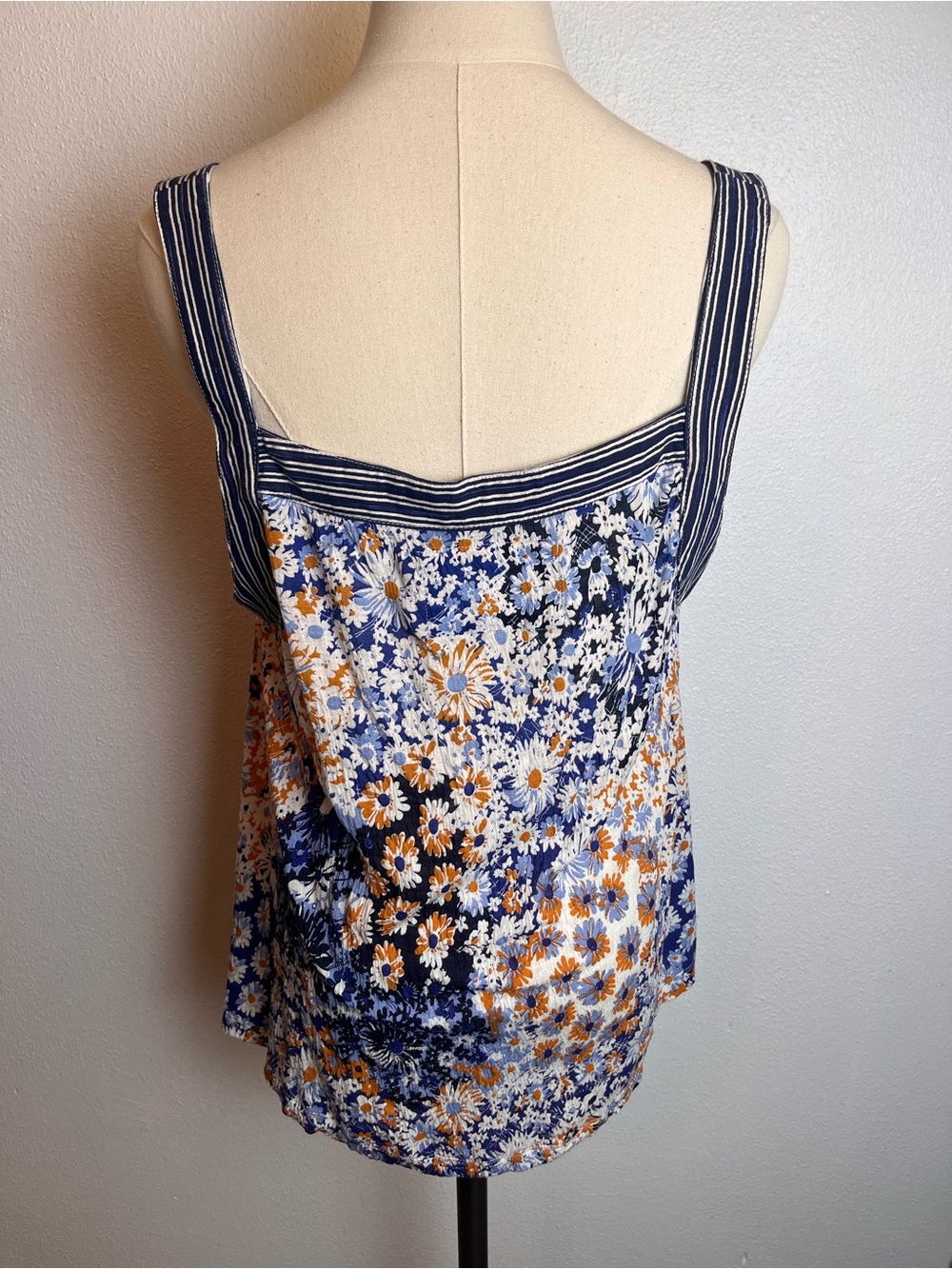 Maeve Anthropologie Navy, White & Orange Floral Square-Neck Camisole - Picture 4 of 6
